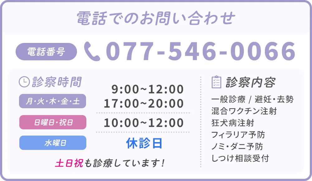 電話でのお問い合わせ